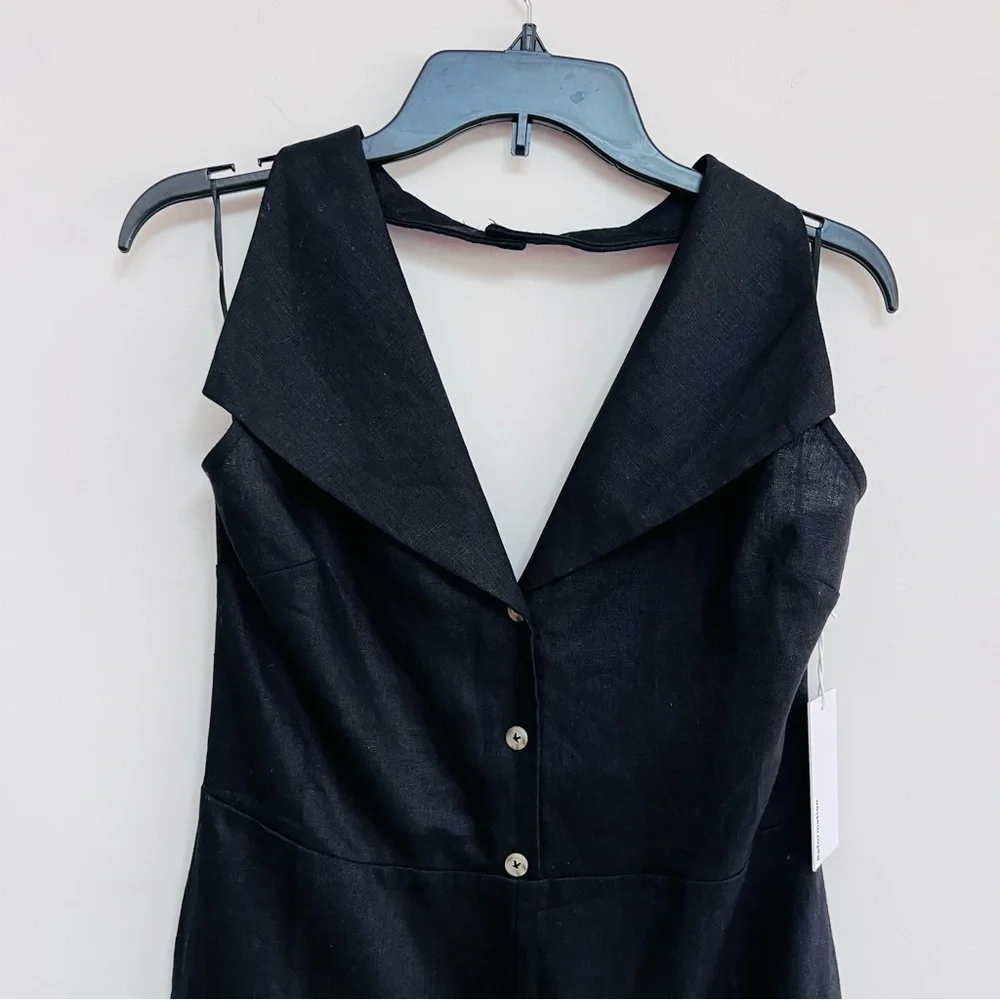 💋Anthropologie Reformation black linen jumpsuit